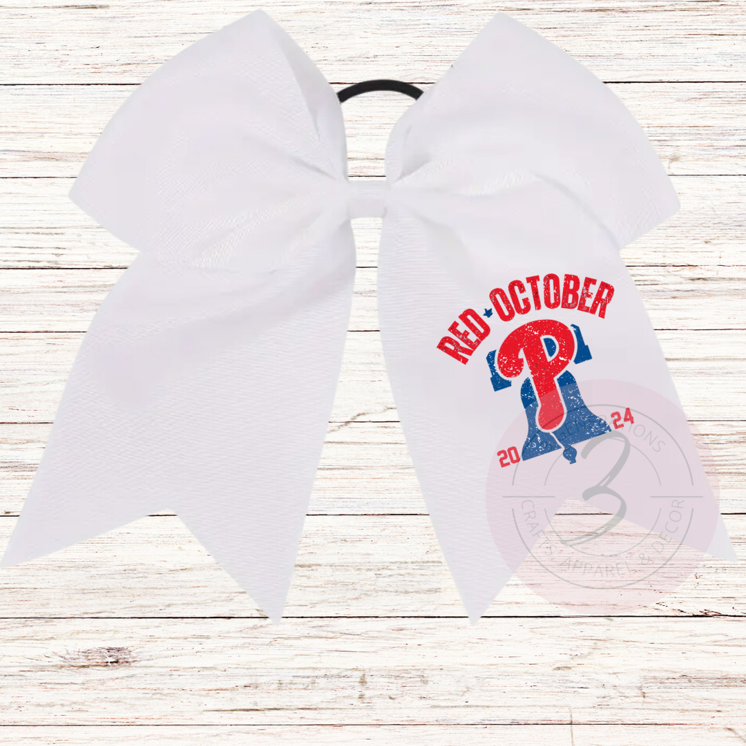 Red October Distressed Liberty bell Ponytail Bow