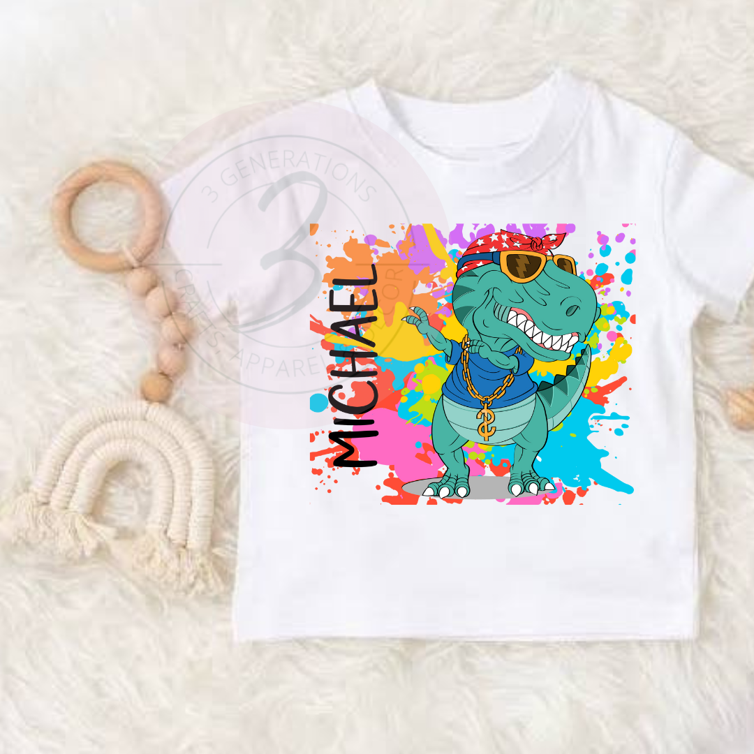 Dinosaur grafitti birthday graphic tee