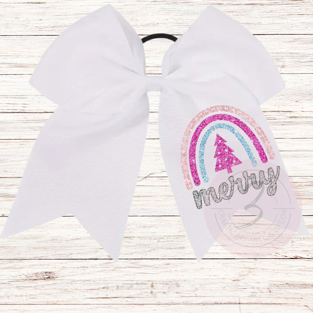 Merry Faux Glitter Ponytail Bow