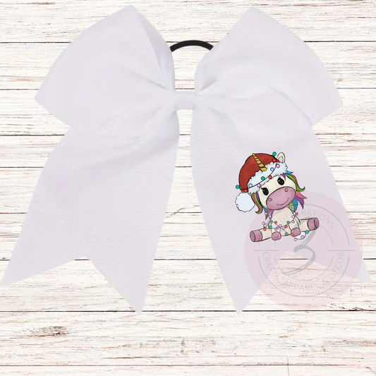 Unicorn Santa Ponytail Bow
