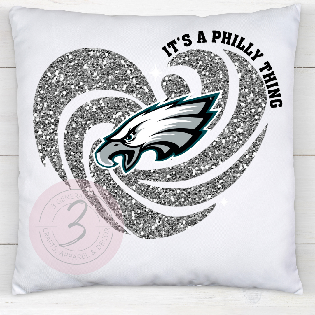 Glitter Eagles Heart 14 by 14 inch pillow
