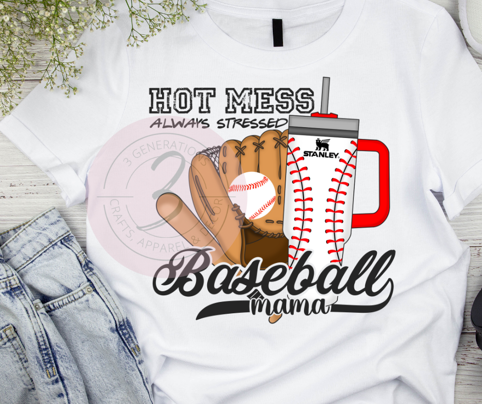 Hot Mess Baseball Mama Graphic Tee