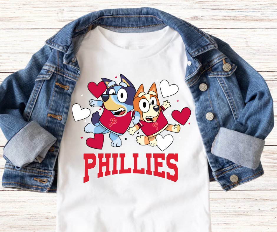 Phillies Bluey Hearts Graphic Tee