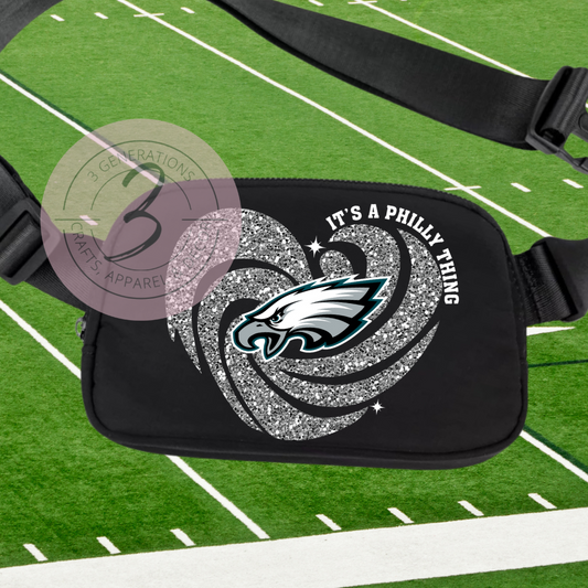 Glittery Eagles Heart Adjustable Belt Bag
