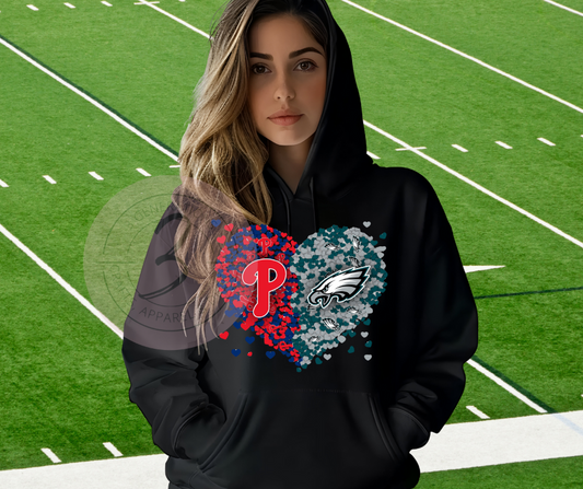 Eagles/Phillies Heart Hoodie