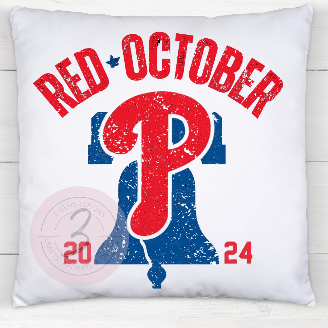 Red October Distressed Bell 14 by 14 inch pillow
