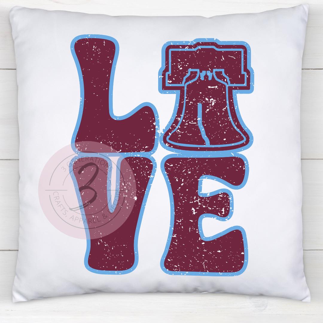 Maroon Love Bell 14 by 14 inch pillow