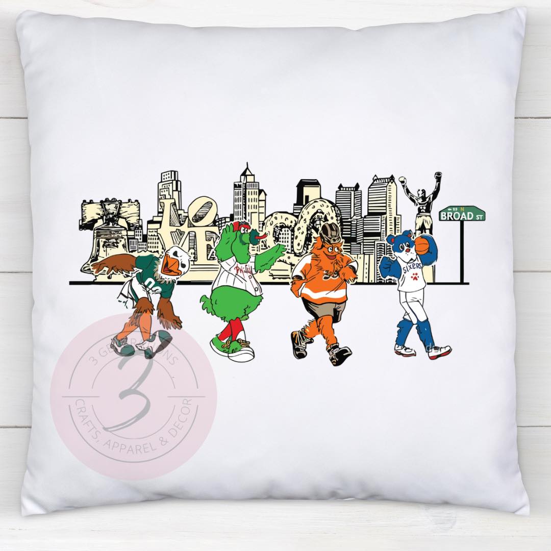 Philadelphia Mascot 14 by 14 inch pillow