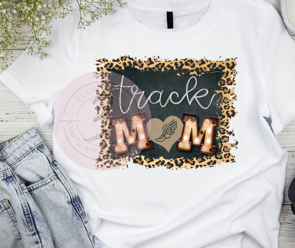Track Mom Leopard Graphic Tee