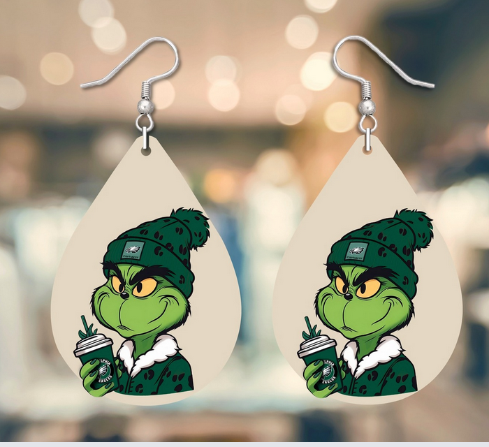 Eagles Grinch Tear Drop Earrings