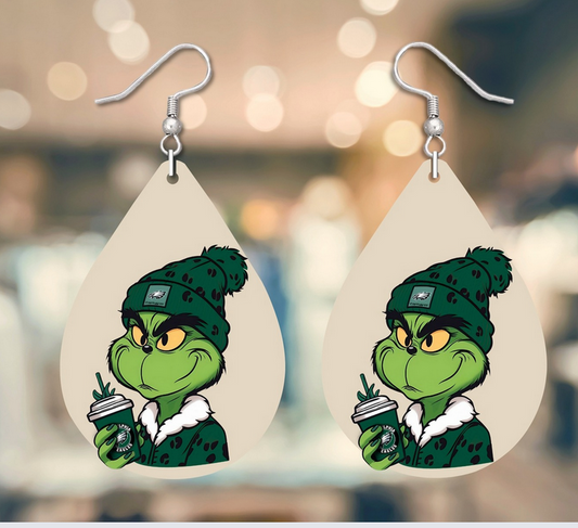 Eagles Grinch Tear Drop Earrings