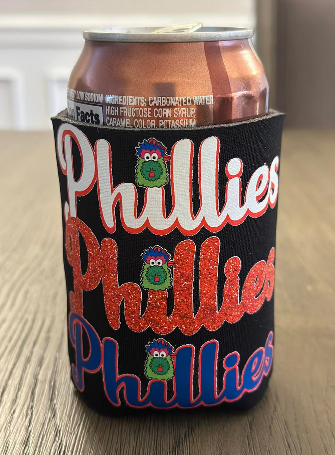 Phillies Glitter with Phanatic 12oz Drink Coozie