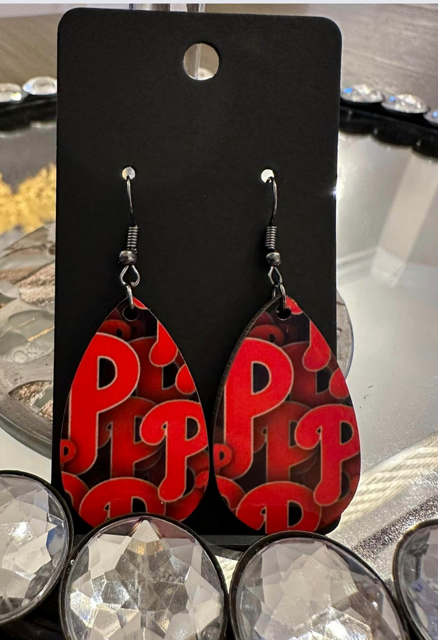 Phillies Stacked Tear Drop Earrings