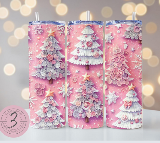 Pink Christmas Tree Tumbler