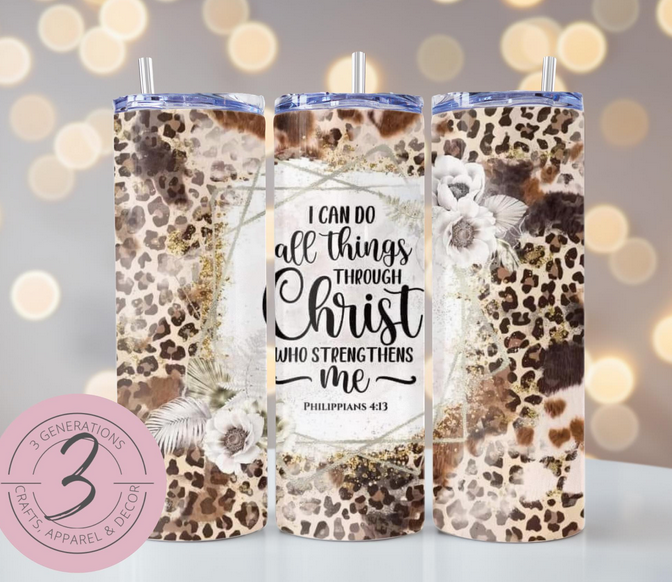I Can do All things leopard Tumbler