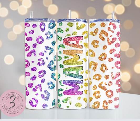 Mama Rainbow Leopard Tumbler