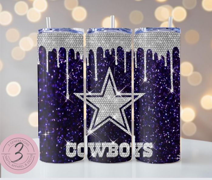 Cowboys glitter tumbler