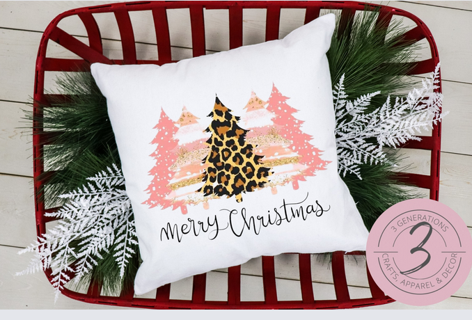 Pink/ Leopard Trees 14 by 14 inch pillow