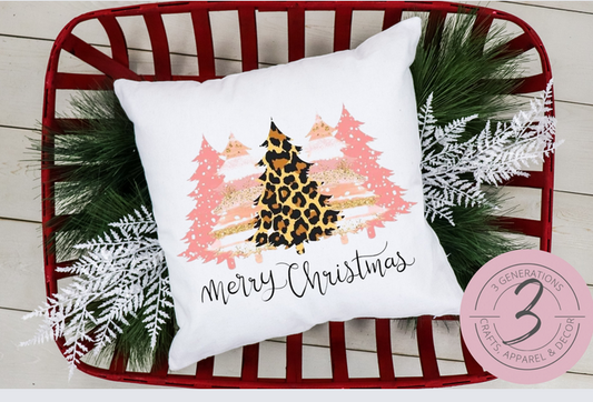 Pink/ Leopard Trees 14 by 14 inch pillow