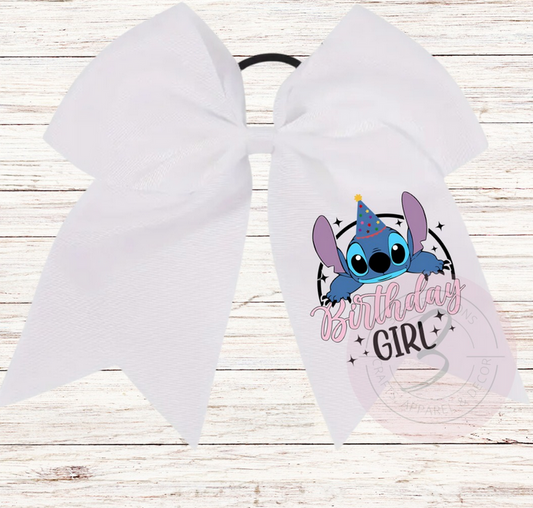 Stitch Birthday Girl Ponytail Bow