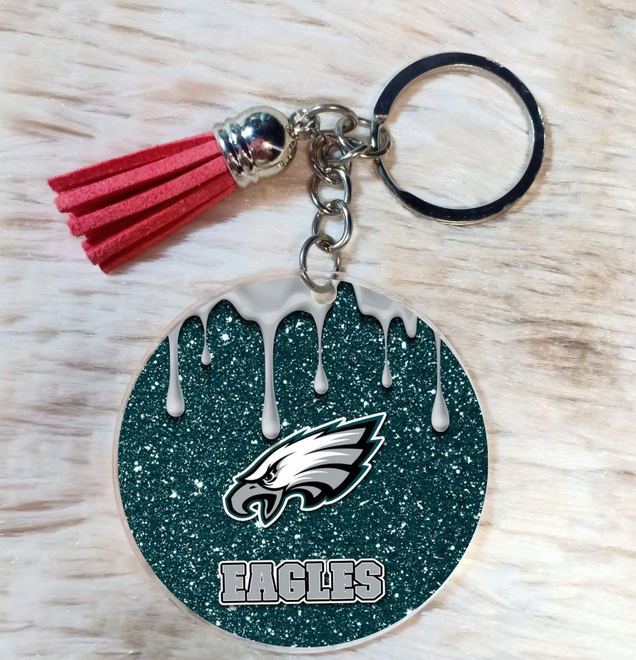 Eagles Glitter Drip 2" keychain