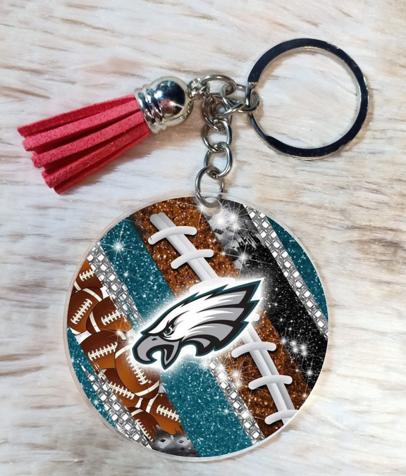 Eagles Glitter Football 2" keychain