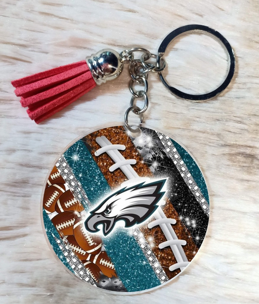 Eagles Glitter Football 2" keychain