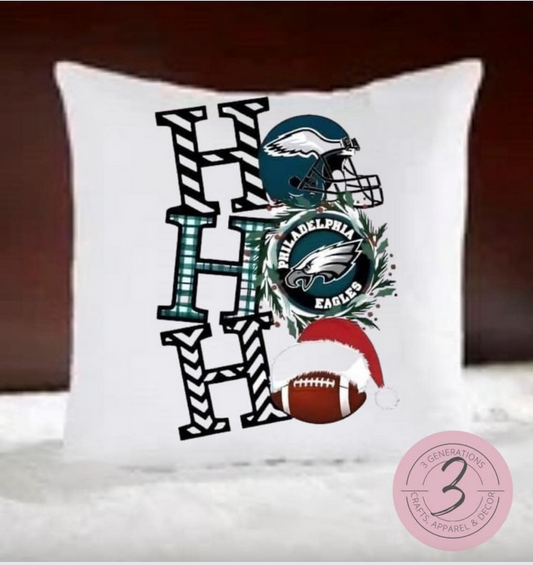 Ho Ho Ho Eagles 14 by 14 inch pillow