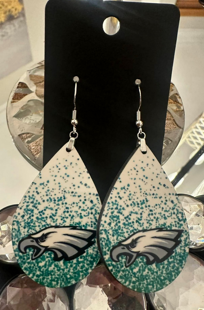 Eagles Glitter Tear Drop Earrings