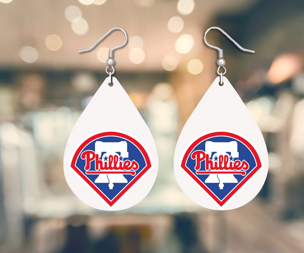 Phillies Diamond Tear Drop Earrings