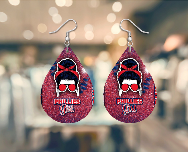Phillies Girl Tear Drop Earrings