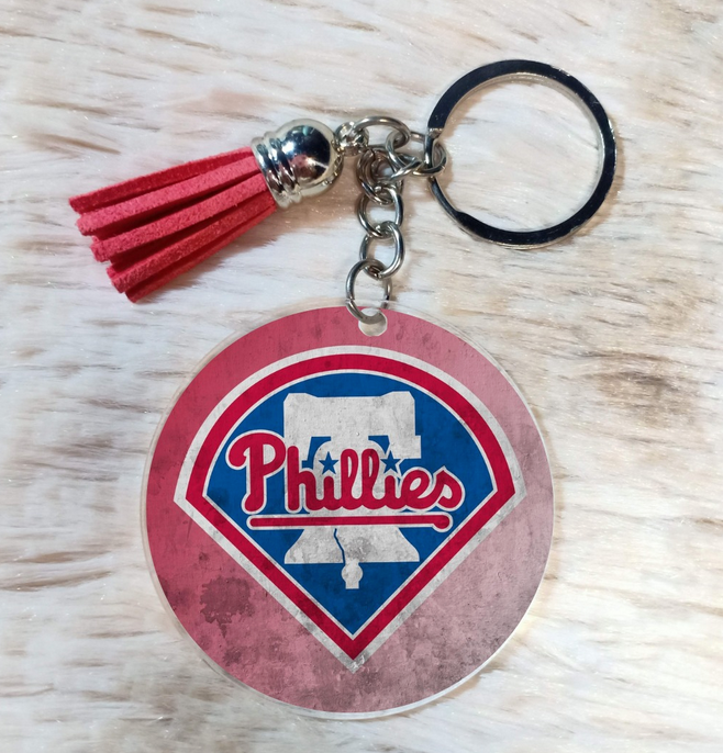 Phillies Diamond with soft background 2" keychain
