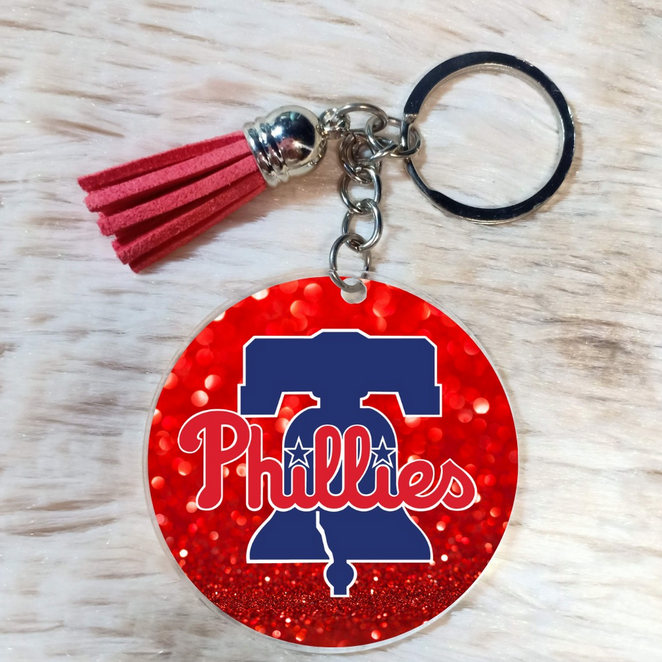 Phillies Glitter with Bell 2" keychain