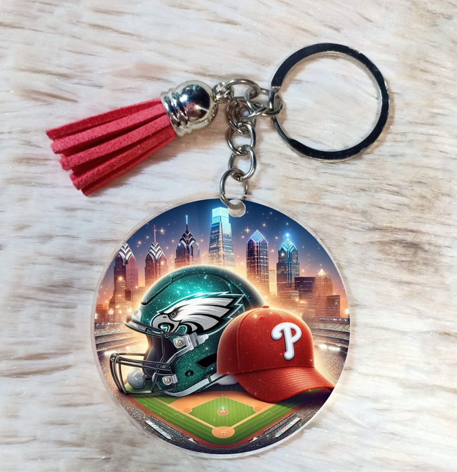 Phillies/Eagles Skyline 2" keychain