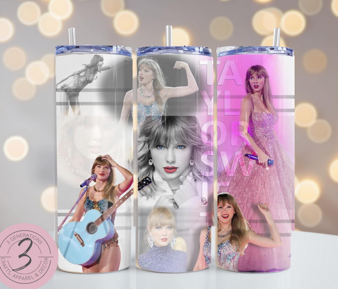 Pink Taylor Photo Montage Tumbler
