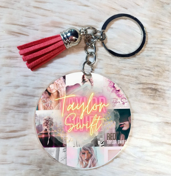 Taylor Pink 2" keychain