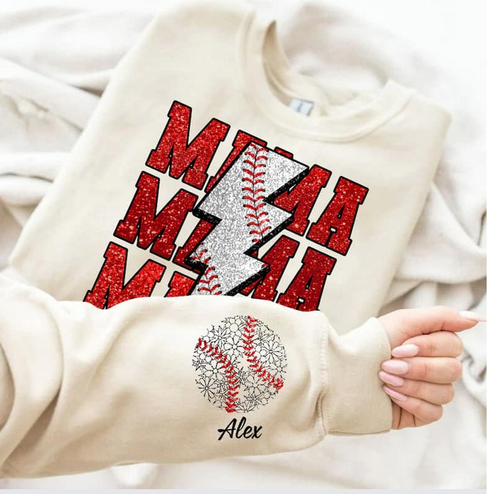 Baseball Mama Lightning Crew Neck Sweatshirt