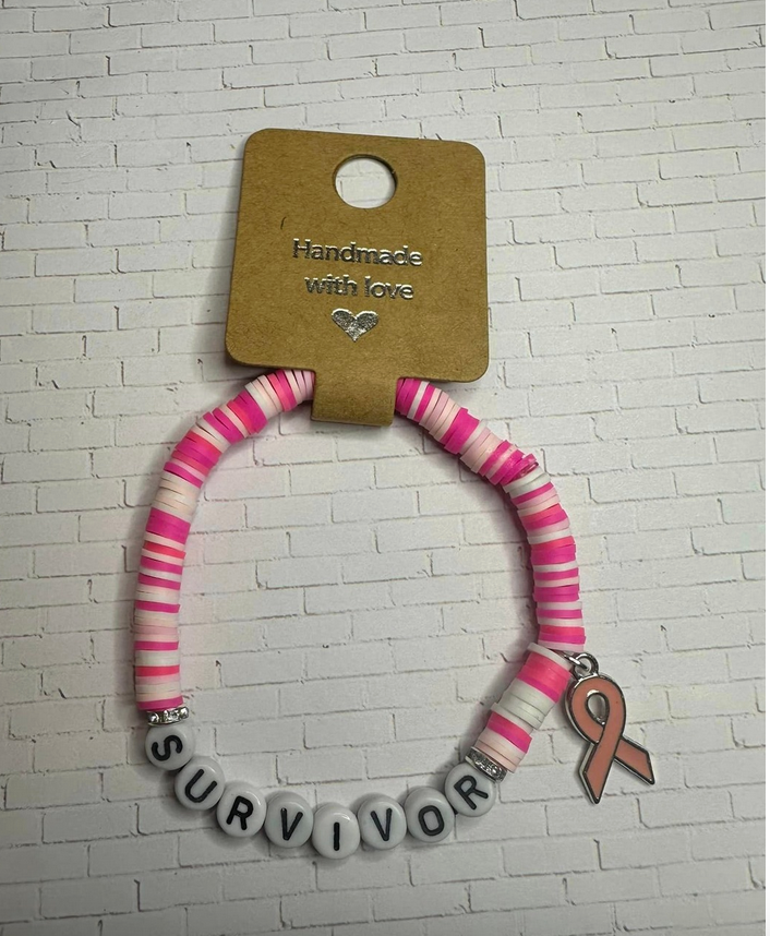 Survivor Pink Clay Beads Bracelet