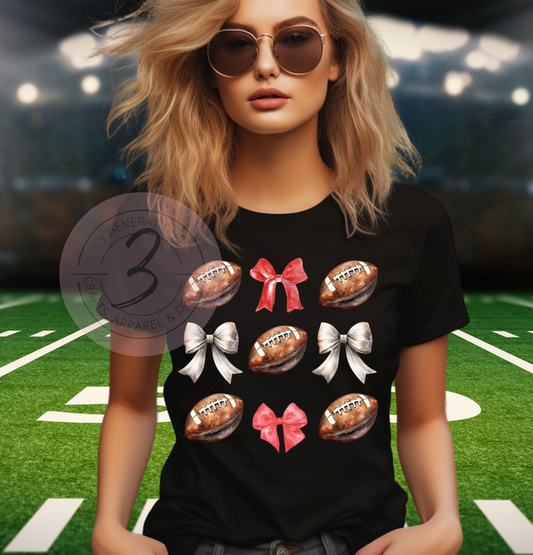 Footbal Coquette Graphic Tee (mulitple colors)