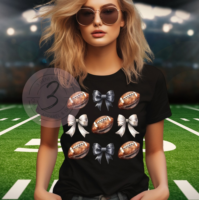 Footbal Coquette Graphic Tee (mulitple colors)