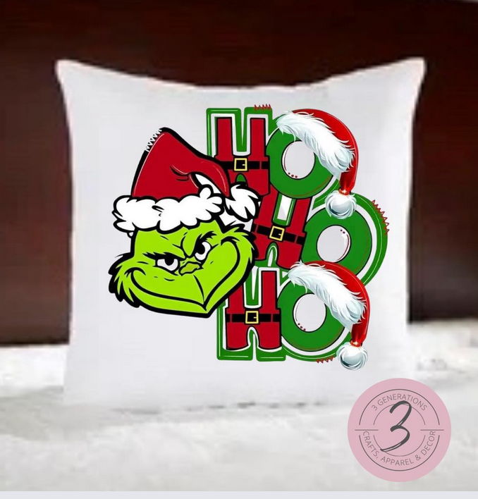 Grinch HO HO HO 14 by 14 inch pillow