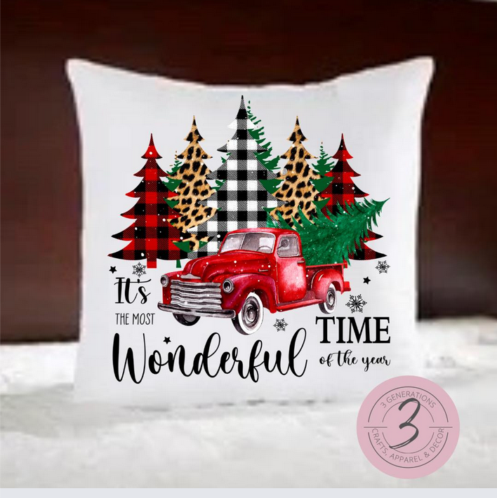 Red Truck 14 by 14 inch pillow