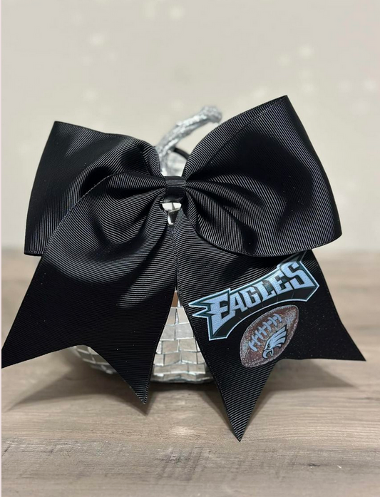 Eagles sparkly football Ponytail Bow