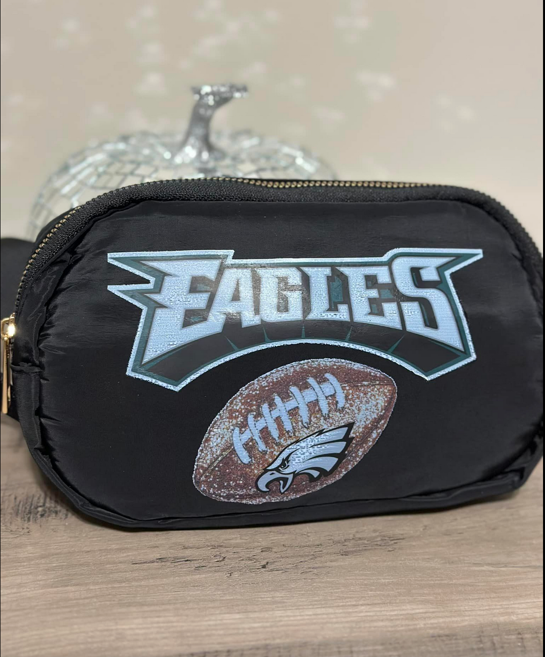Eagles Faux Glitter Adjustable Belt Bag