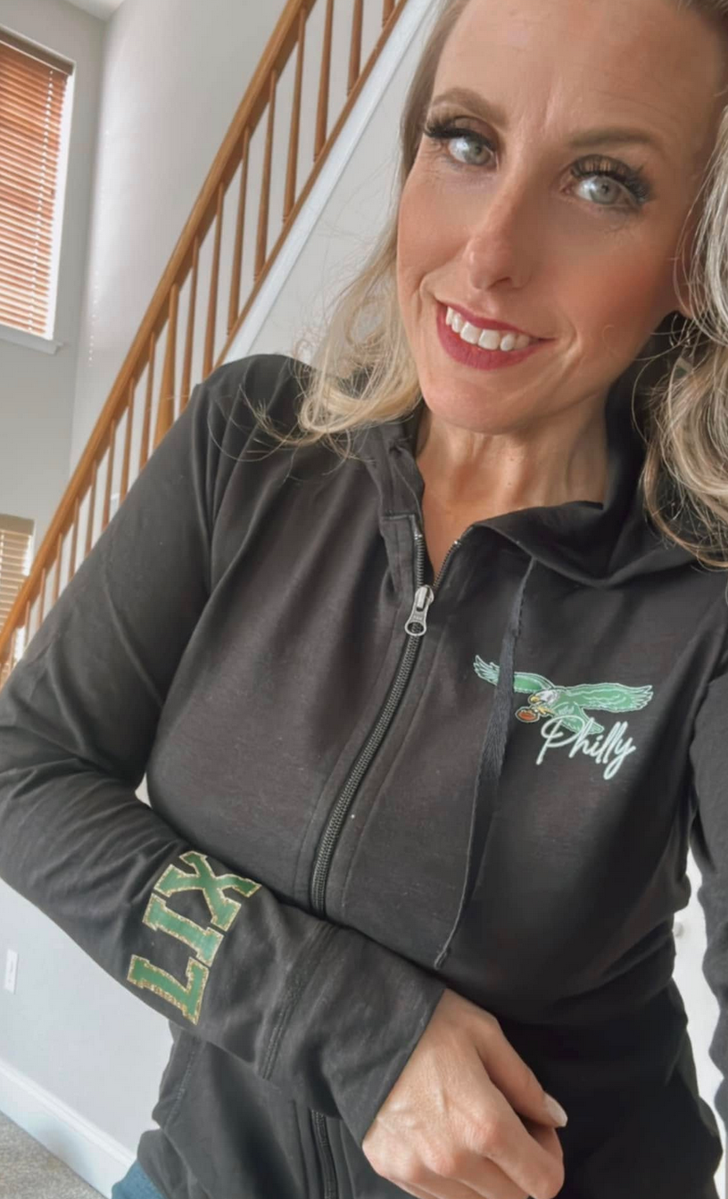 Eagles Lightweight Women's Slub Full Zip Hoodie