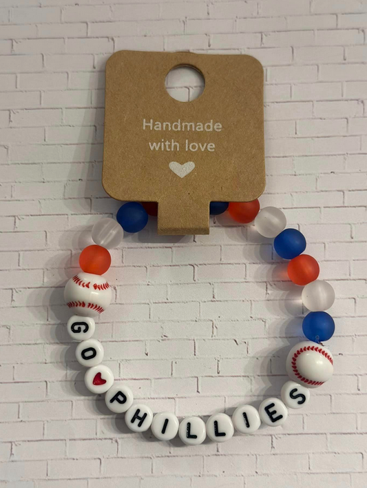 Go Phillies Frosted Bead Bracelet