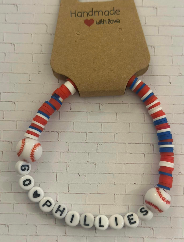 Go Phillies Clay Bead Bracelet