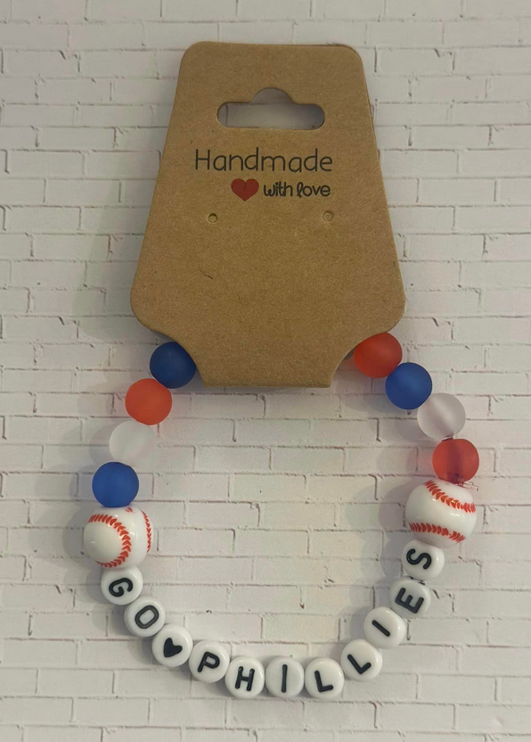 Go Phillies Frosted Bead Bracelet