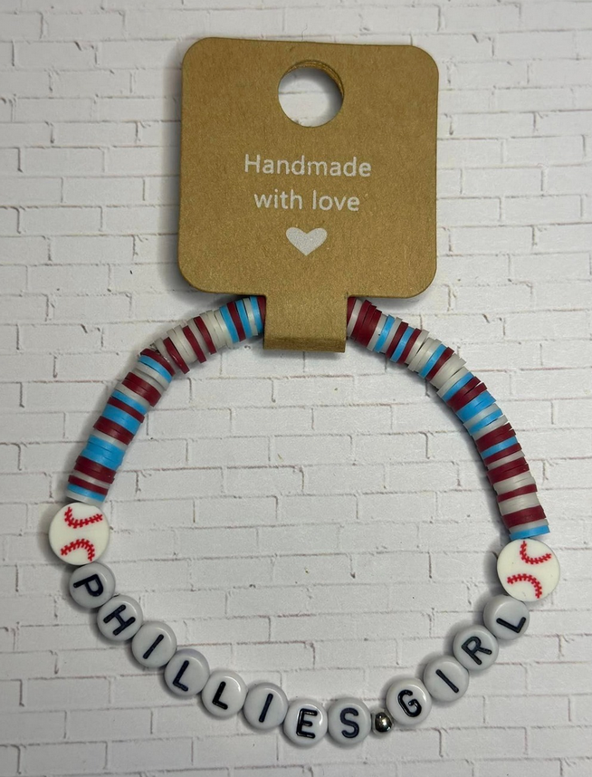Phillies Girl Powder Blue Clay Bead Bracelet