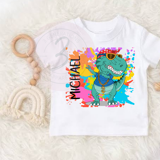 Dinosaur grafitti birthday graphic tee